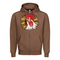 Chestnut sunflower with rooster Zipper Hoodie - RanaPortraitStore