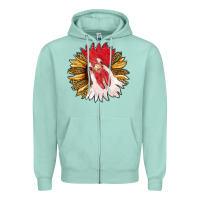 Seafoam sunflower with rooster Zipper Hoodie - RanaPortraitStore