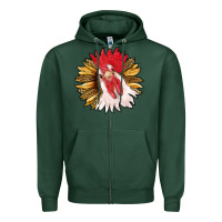 Sports Green sunflower with rooster Zipper Hoodie - RanaPortraitStore
