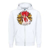 White sunflower with rooster Zipper Hoodie - RanaPortraitStore