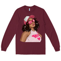 Burgundy pink sunglasses afro black girl Long Sleeve Tee - texasbilliewilder