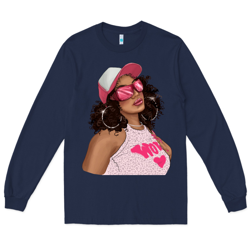 Pink Sunglasses Afro Black Girl Long Sleeve Tee by texasbilliewilder | Teevron