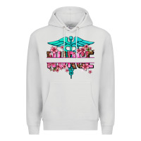 Dove Grey floral nurse preview Premium Hoodie - AdoDesignShop