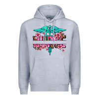 Heather Grey floral nurse preview Premium Hoodie - AdoDesignShop