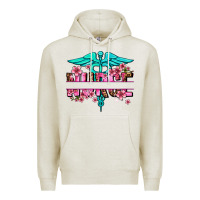 Oatmeal Heather floral nurse preview Premium Hoodie - AdoDesignShop