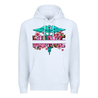White floral nurse preview Premium Hoodie - AdoDesignShop