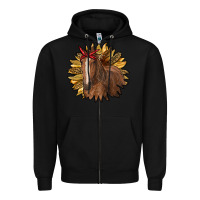 Black sunflower with horse Zipper Hoodie - RanaPortraitStore
