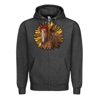 Charcoal Heather sunflower with horse Zipper Hoodie - RanaPortraitStore