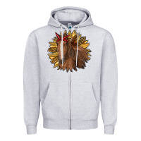 Heather Grey sunflower with horse Zipper Hoodie - RanaPortraitStore