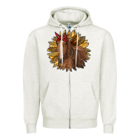 Oatmeal Heather sunflower with horse Zipper Hoodie - RanaPortraitStore