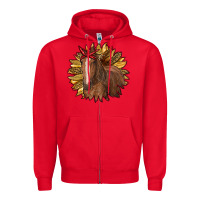 Red sunflower with horse Zipper Hoodie - RanaPortraitStore