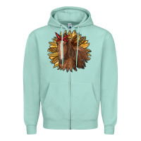 Seafoam sunflower with horse Zipper Hoodie - RanaPortraitStore