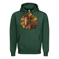 Sports Green sunflower with horse Zipper Hoodie - RanaPortraitStore