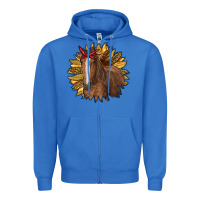 True Royal sunflower with horse Zipper Hoodie - RanaPortraitStore