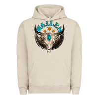 Pigment French Oak wallen with bull skull Urban Hoodie - NancyCooperArtShop