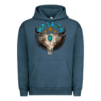 Pigment Midnight Navy wallen with bull skull Urban Hoodie - NancyCooperArtShop