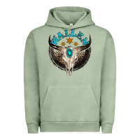 Pigment Oil Green wallen with bull skull Urban Hoodie - NancyCooperArtShop