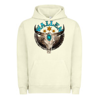 Pigment Pistachio wallen with bull skull Urban Hoodie - NancyCooperArtShop