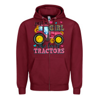 Burgundy just a girl who loves tractors Zipper Hoodie - Zillion Design Studio