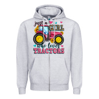 Heather Grey just a girl who loves tractors Zipper Hoodie - Zillion Design Studio