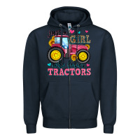 Navy just a girl who loves tractors Zipper Hoodie - Zillion Design Studio