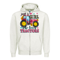 Oatmeal Heather just a girl who loves tractors Zipper Hoodie - Zillion Design Studio