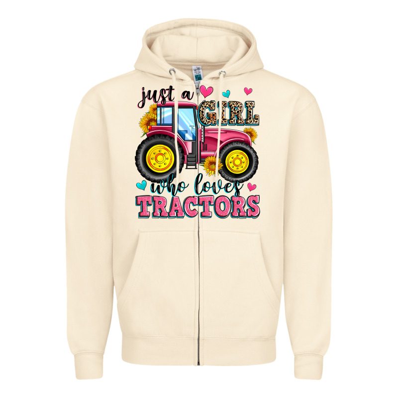 Just A Girl Who Loves Tractors Zipper Hoodie by Zillion Design Studio | Teevron