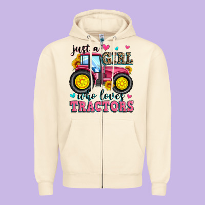 Just A Girl Who Loves Tractors Zipper Hoodie Designed By Zillion Design Studio