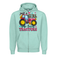 Seafoam just a girl who loves tractors Zipper Hoodie - Zillion Design Studio