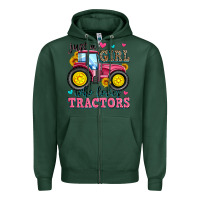 Sports Green just a girl who loves tractors Zipper Hoodie - Zillion Design Studio
