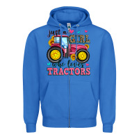 True Royal just a girl who loves tractors Zipper Hoodie - Zillion Design Studio
