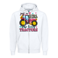 White just a girl who loves tractors Zipper Hoodie - Zillion Design Studio