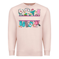 Pale Pink nurse elements with costom name Premium Sweatshirt - AdoDesignShop