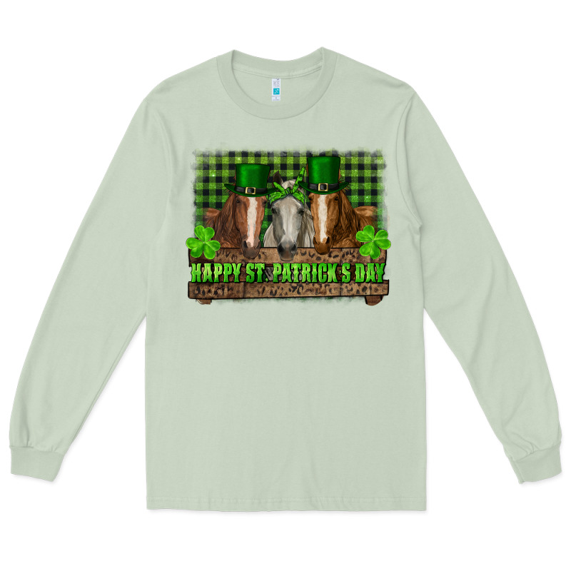 Happy St. Patrick's Day Horses With Leprechaun Hat And Bandana Long Sleeve Tee by RanaPortraitStore | Teevron
