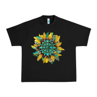 Black sunflower with gemstone and cowhide Urban Heavy Tee - Artiststas