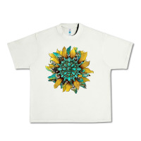 Pistachio sunflower with gemstone and cowhide Urban Heavy Tee - Artiststas