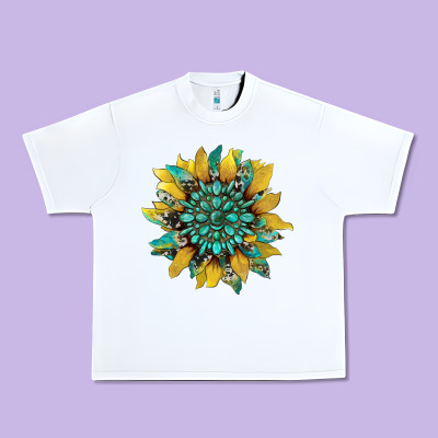Sunflower With Gemstone And Cowhide Urban Heavy Tee Designed By Artiststas