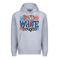 Heather Grey red white boujee Premium Hoodie - MaliasSmallBusiness