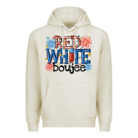 Oatmeal Heather red white boujee Premium Hoodie - MaliasSmallBusiness