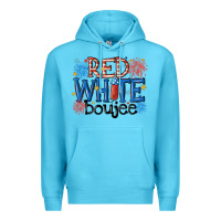 Ocean Blue red white boujee Premium Hoodie - MaliasSmallBusiness