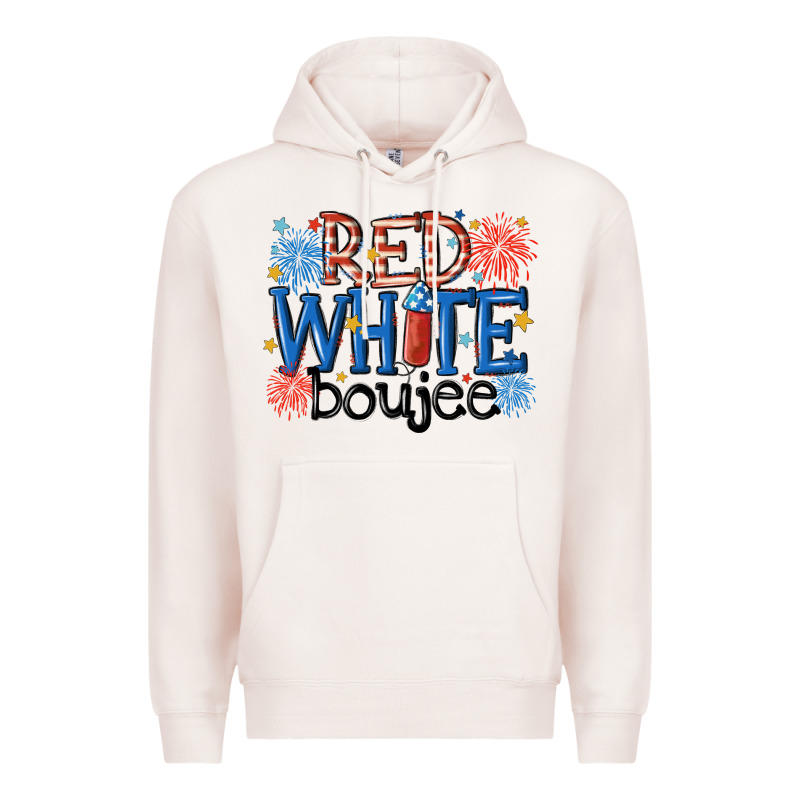 Red White Boujee Premium Hoodie by MaliasSmallBusiness | Teevron
