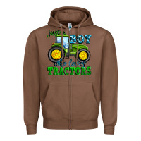 Chestnut just a boy who loves tractors Zipper Hoodie - Zillion Design Studio