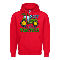 Red just a boy who loves tractors Zipper Hoodie - Zillion Design Studio