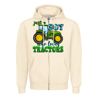 Sandshell just a boy who loves tractors Zipper Hoodie - Zillion Design Studio