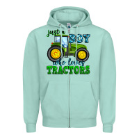Seafoam just a boy who loves tractors Zipper Hoodie - Zillion Design Studio