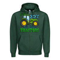 Sports Green just a boy who loves tractors Zipper Hoodie - Zillion Design Studio