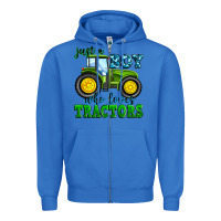 True Royal just a boy who loves tractors Zipper Hoodie - Zillion Design Studio