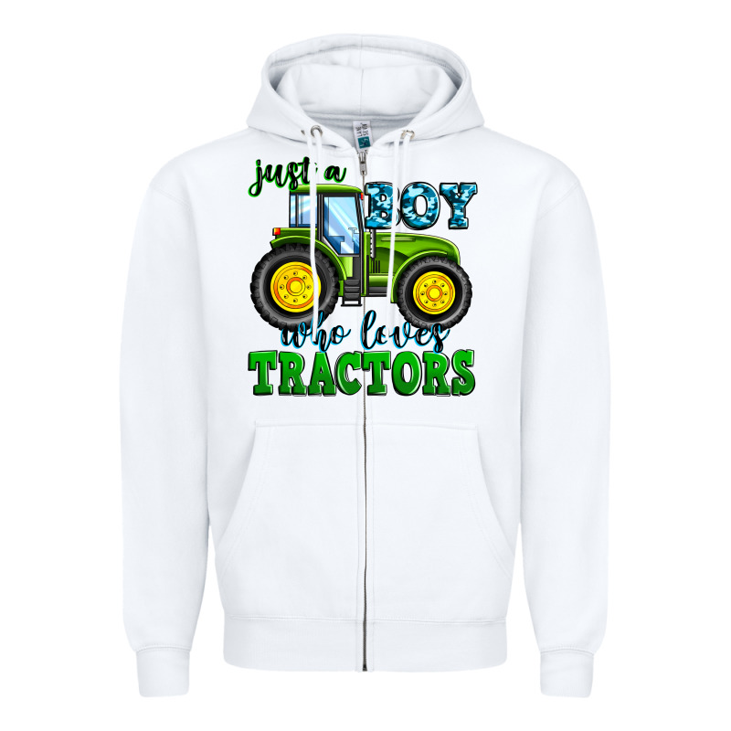 Just A Boy Who Loves Tractors Zipper Hoodie by Zillion Design Studio | Teevron