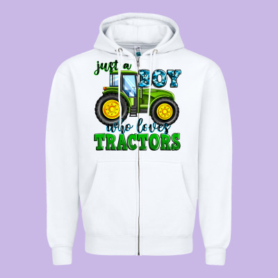 Just A Boy Who Loves Tractors Zipper Hoodie Designed By Zillion Design Studio