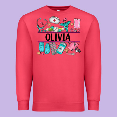 Nurse Elements With Costom Name Premium Sweatshirt Designed By Adodesignshop